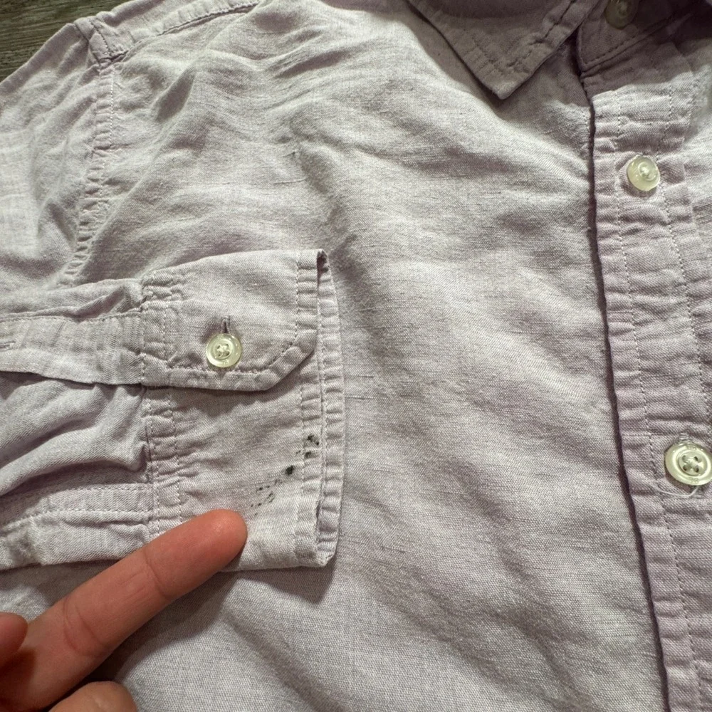 Banana Republic Shirt Mens XL Purple Linen Cotton Untucked Slim Fit Vacation